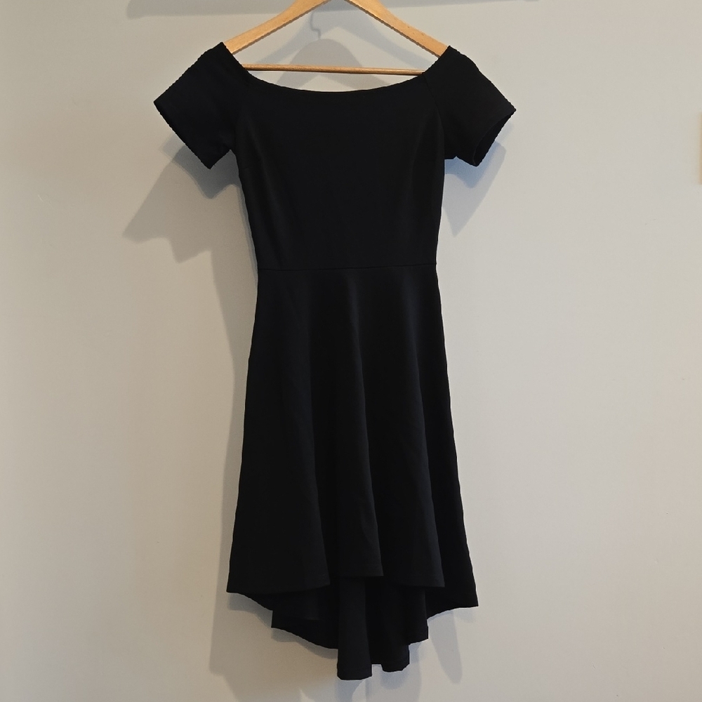 Chic Black High Low Off The Shoulder Dress